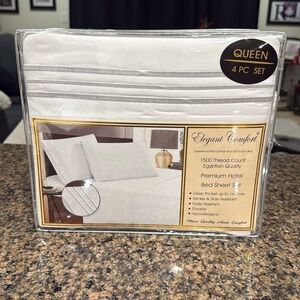 Elegant Comfort White Bed Sheet Set - Queen